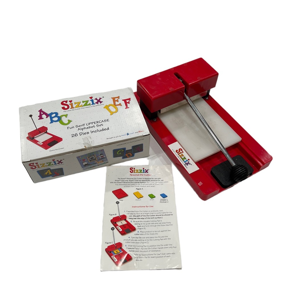 SIZZIX Red Original Personal Die Cutter with Fun Serif Uppercase alphabet die